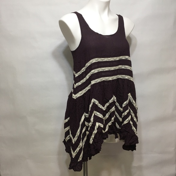 FREE PEOPLE LACE VOILE PURPLE TRAPEZE SLIP DRESS - Picture 3 of 8